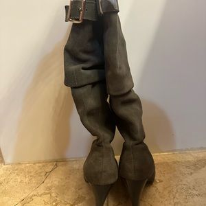 Steve Madden Grey Slouch Heeled Boot